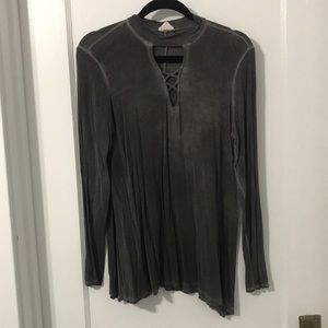Charcoal blouse.